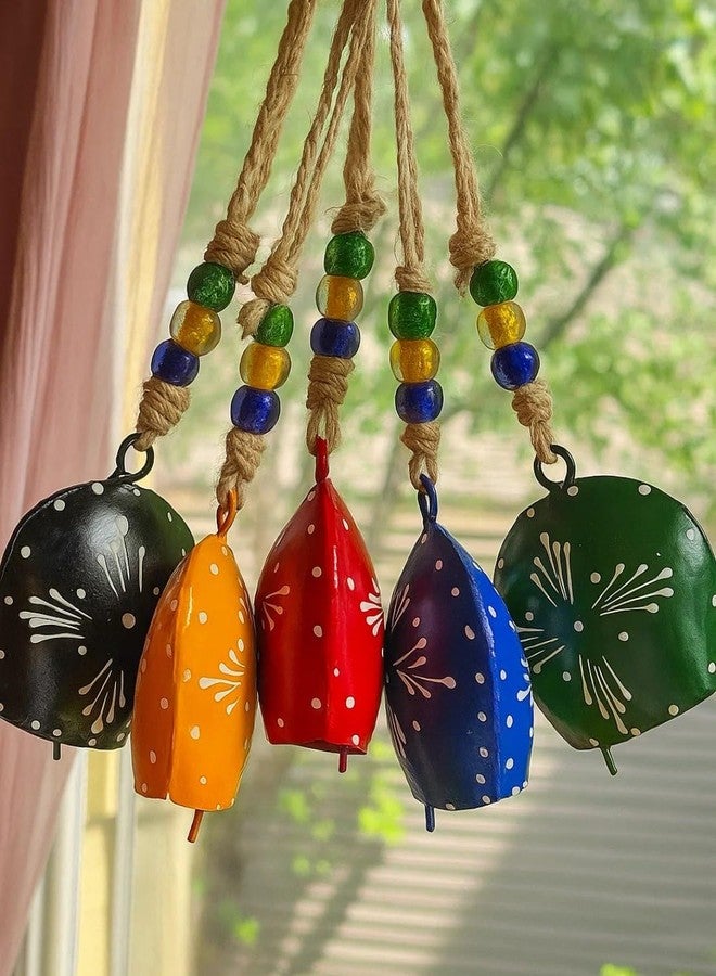 MIRAMAYEE Purse Bell (Painting) - 4" - Hanging Garden Cow Bell - Decorative Wall Hanging - Patio Hanging Bell - Home Wall Decor - Indoor & Outdoor Decoration Set of 5 Bells - Image 1